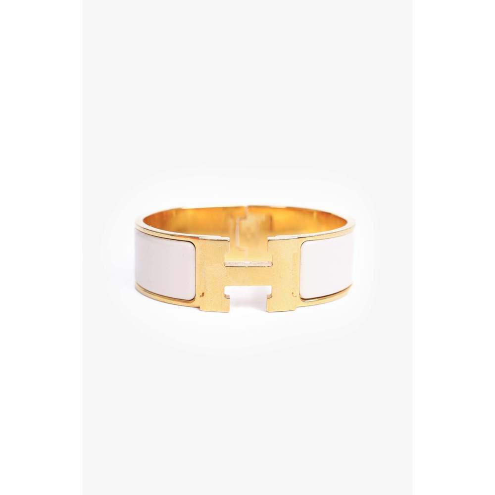 Hermès White Clic Clac H Bracelet
